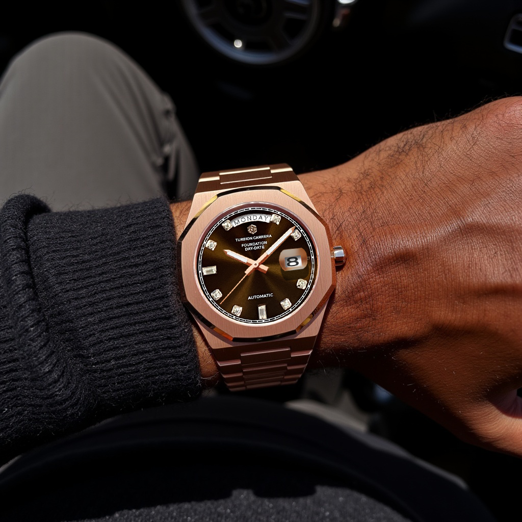 AUTOMATIC DAY-DATE - BROWN & ROSE GOLD
